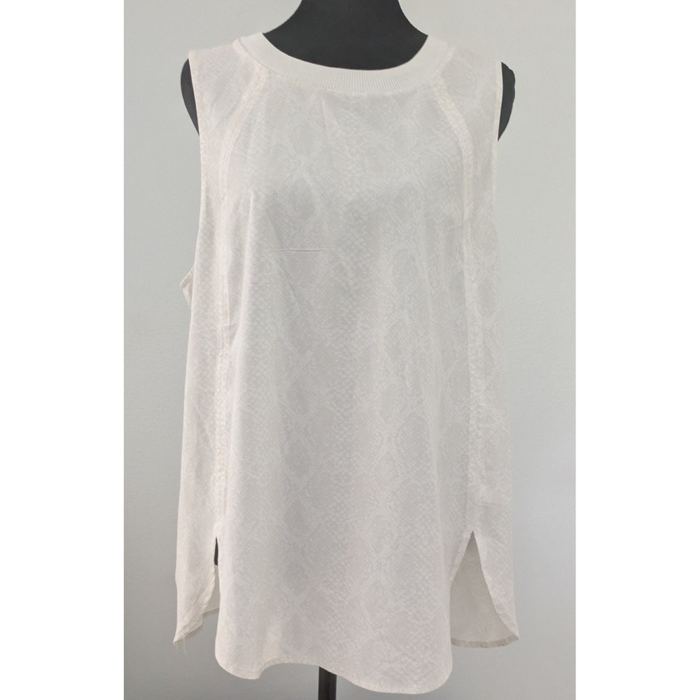 Athleta Women Large Zephry Grey Snakeskin Print Sleeveless Performance Tank Top